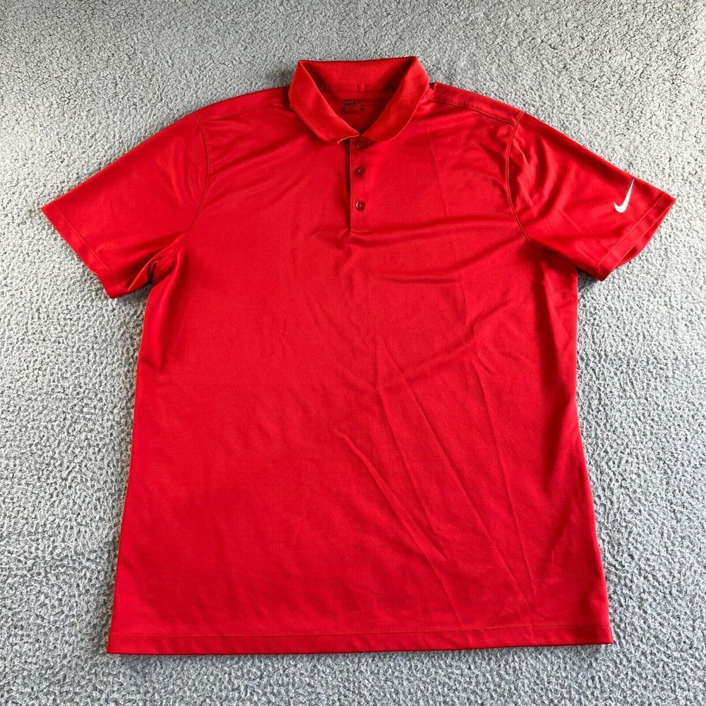 New Nike Golf Polo Shirt Mens Large Red Standard Dri-Fit Casual Activewear Sport